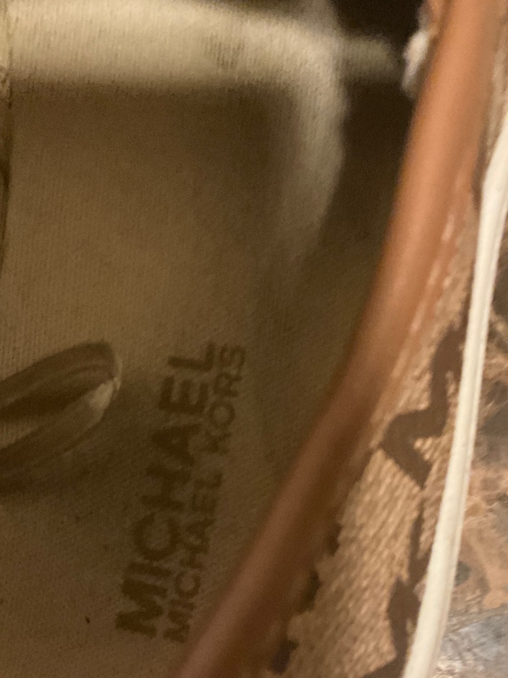 Michael Kors Beige and Brown MK Monogram Slip-On Sneakers - Picture 2 of 3
